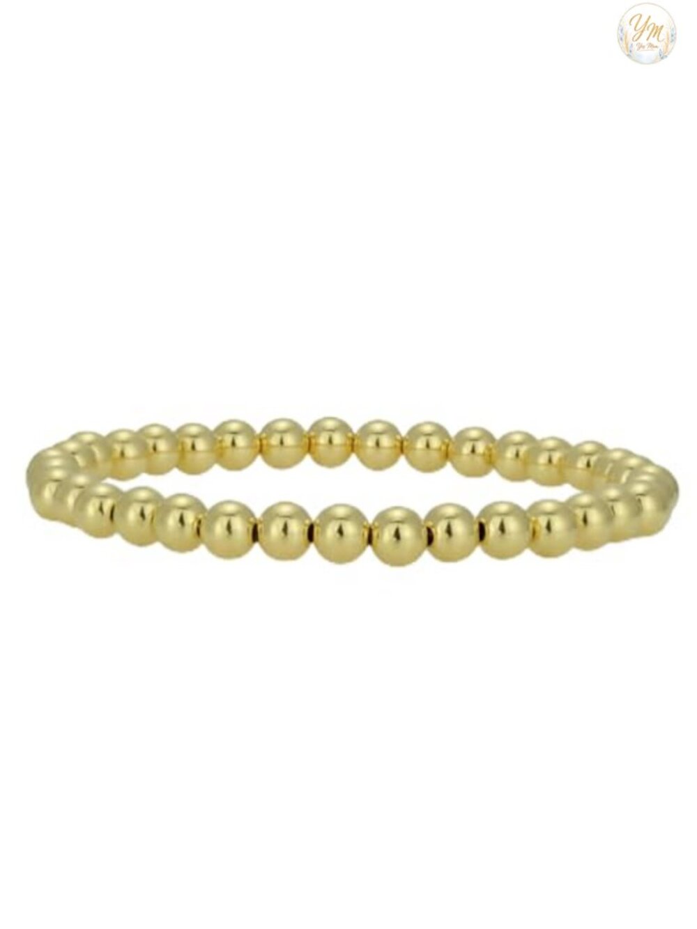 14k Gold Filled Beaded Stretch Bracelet for Women 5mm Waterproof Handmade